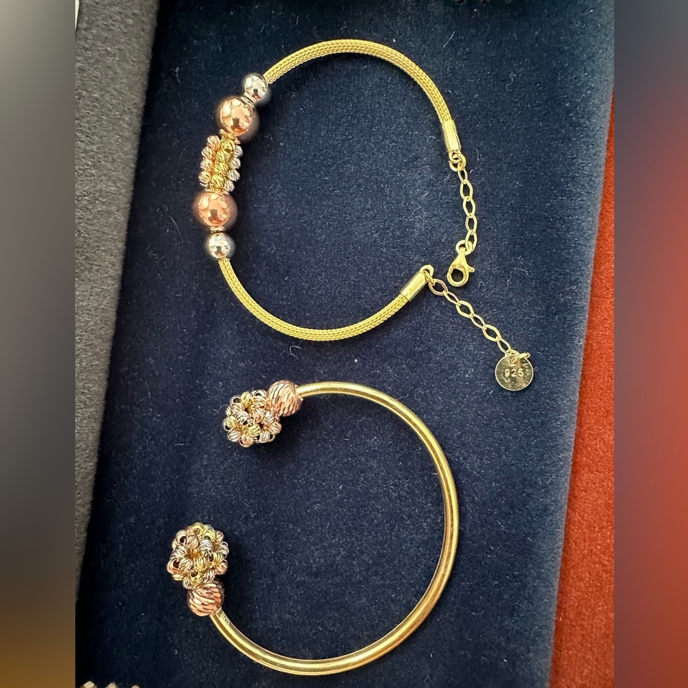 Beautiful Italian Silver 925 and 18 k gold plated braclets